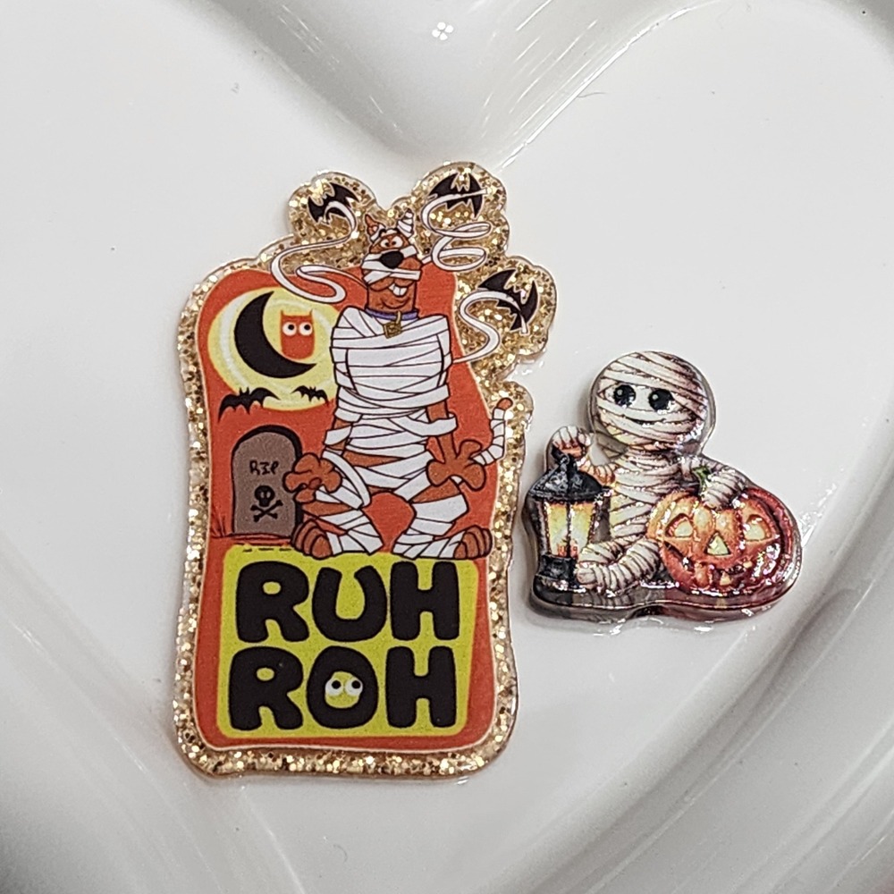 Halloween Dog Mummy Flatback Focal Bead Keychain Beaded Pen Phone Chain